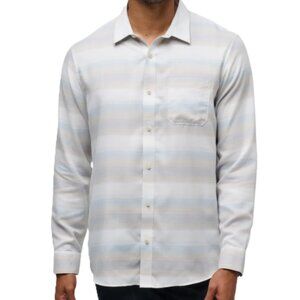 NWT TravisMathew Cloud Flannel Stripe Button Up XL Oxford Tan Shirt